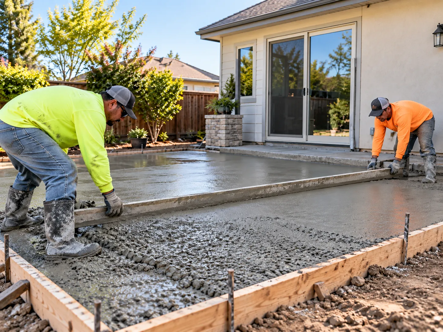 Backyard Patio Pour — residential concrete work in Tyler, TX (illustrative)